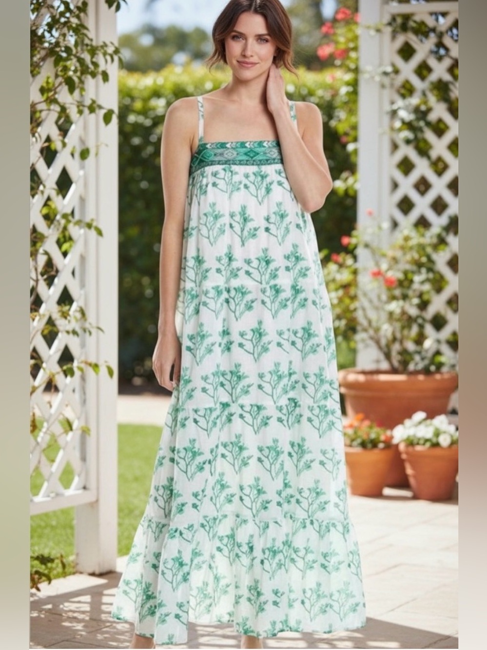 NWT Ro's Garden Anthropologie Natasha Floral Print Tiered Maxi Dress, Size XS
